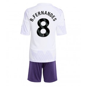 Manchester United Bruno Fernandes #8 Udebanetrøje Børn 2025-26 Kortærmet (+ Korte bukser)